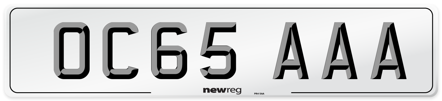 OC65 AAA Number Plate from New Reg